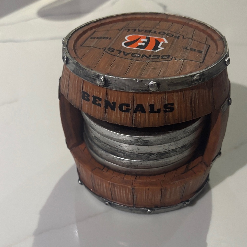 Bengals Barrel Drink Coaster Set